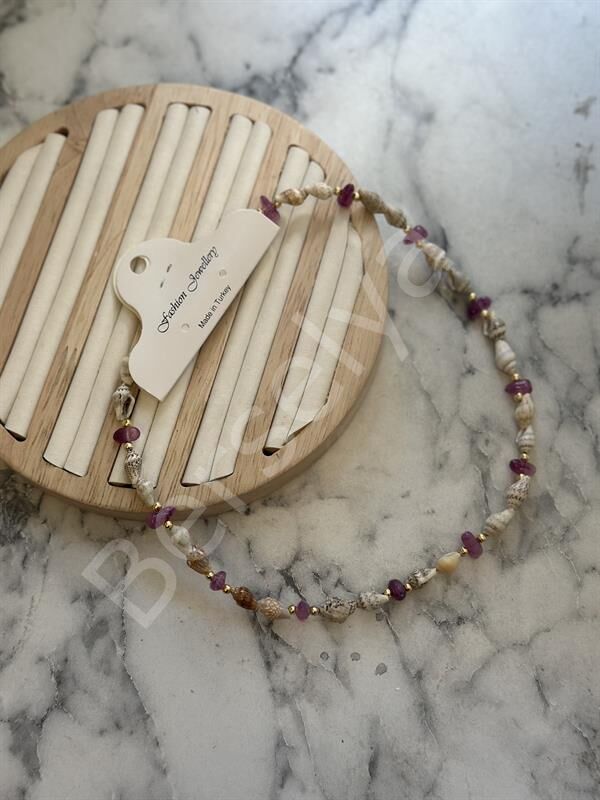 Deniz Kabuğu Kolye - Mor