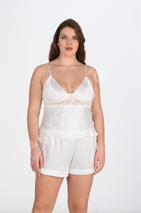 Büyük Beden Ekru Şort Takımı