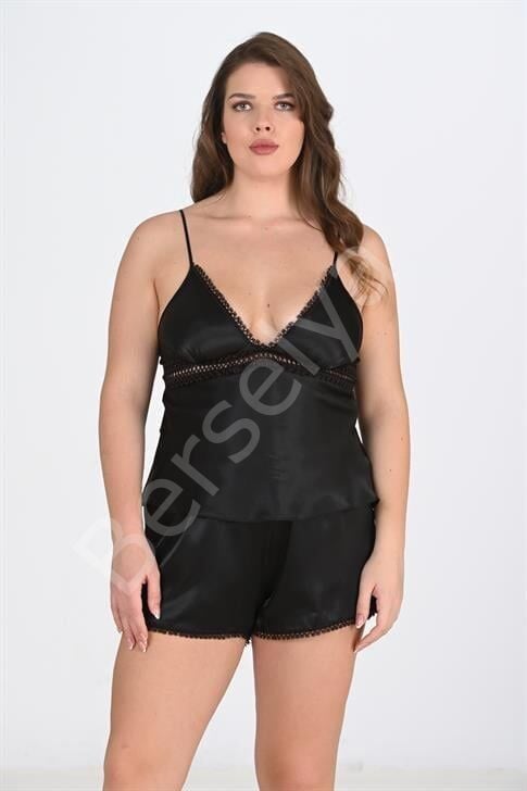 Büyük Beden Siyah Şort Takımı