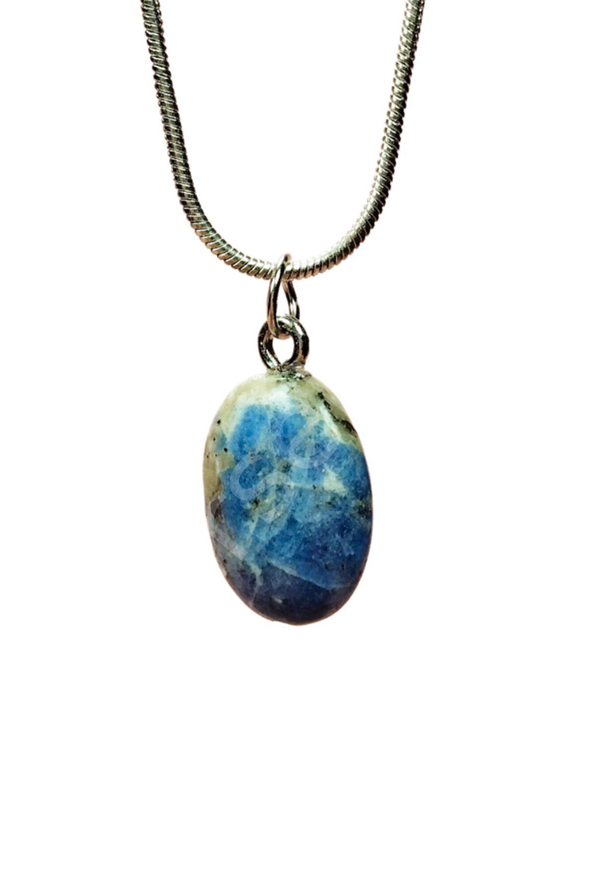 Sodalit Doğal Taşı Zincirli El Yapımı Kolye Uç: 1,5 cm Zincir: 20 cm Kutulu