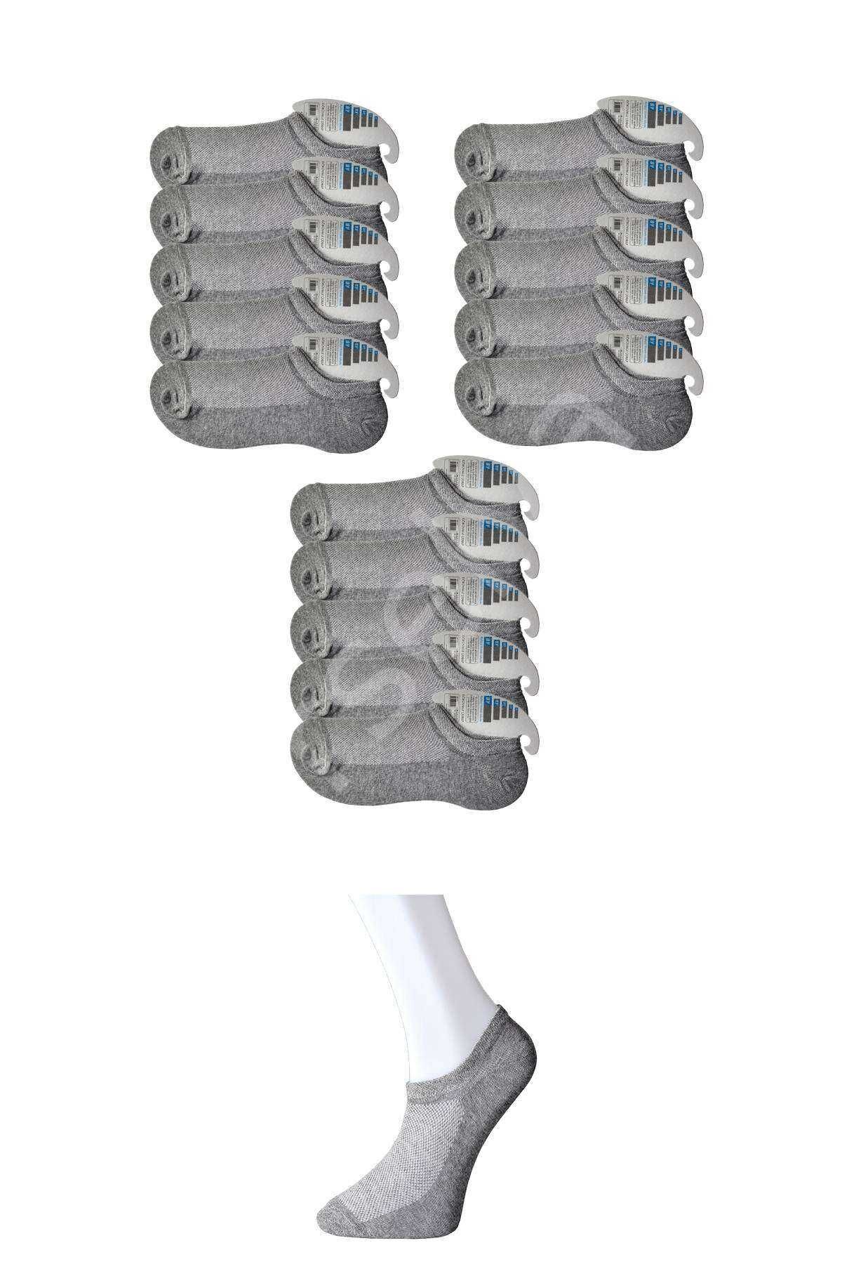 Gri Erkek  Görünmez Çorap 15 Çift