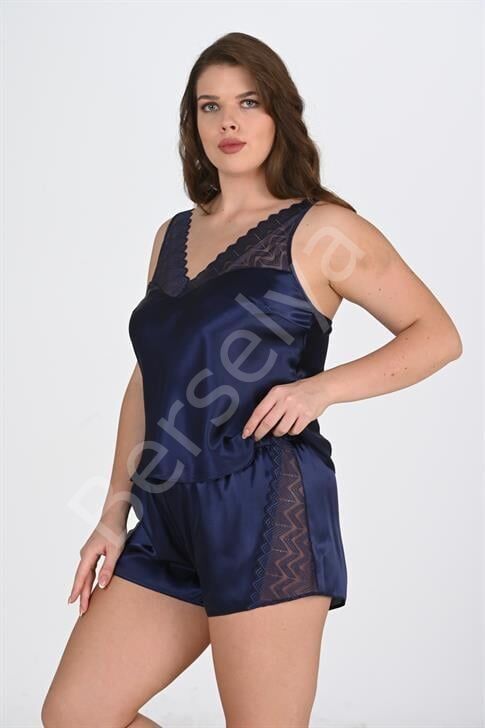 Büyük Beden Lacivert Şort Takımı