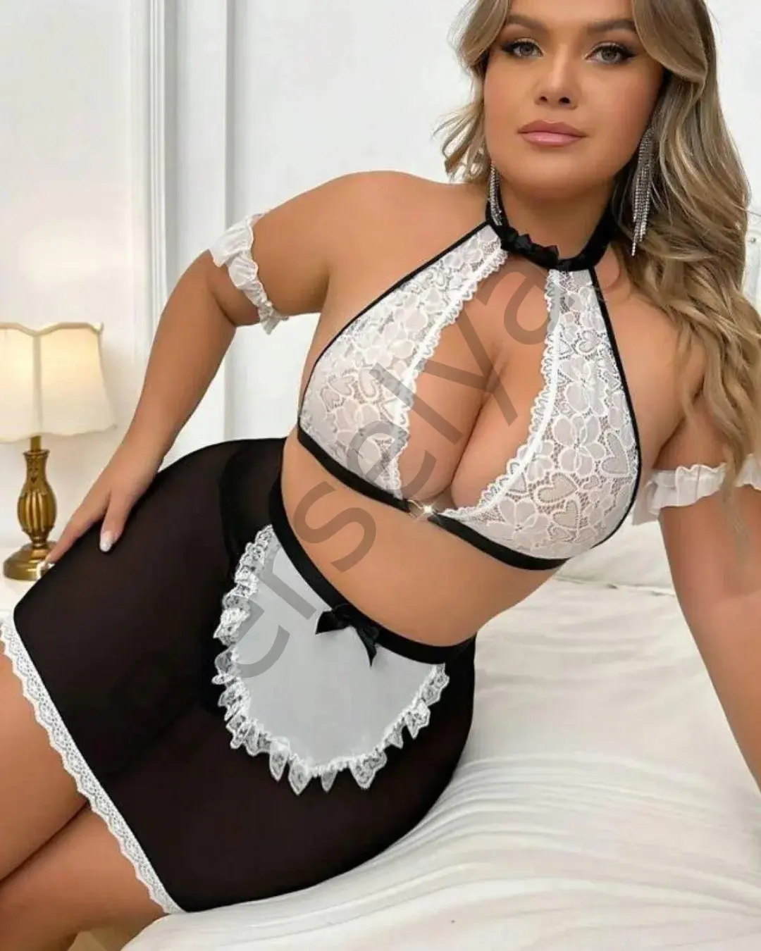 Büyük Beden Fantazi Seksi Halkalı Dantelli Babydol Gecelik
