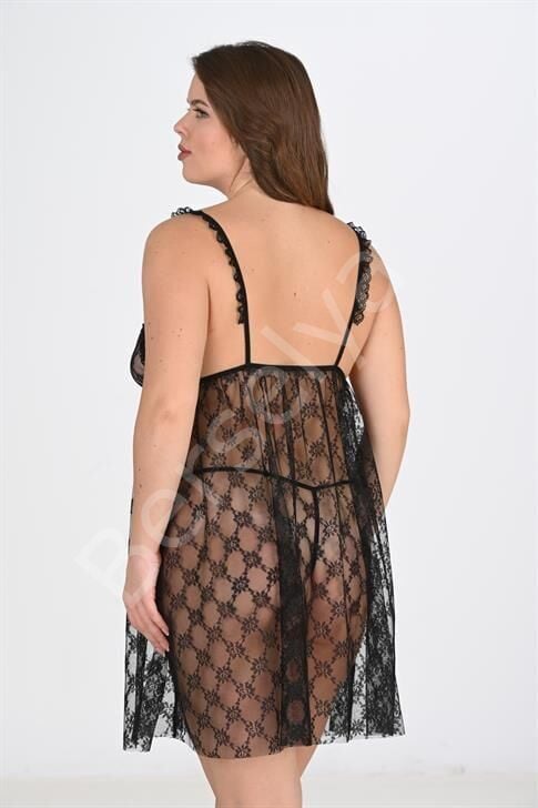 Büyük Beden Siyah Gecelik 3041