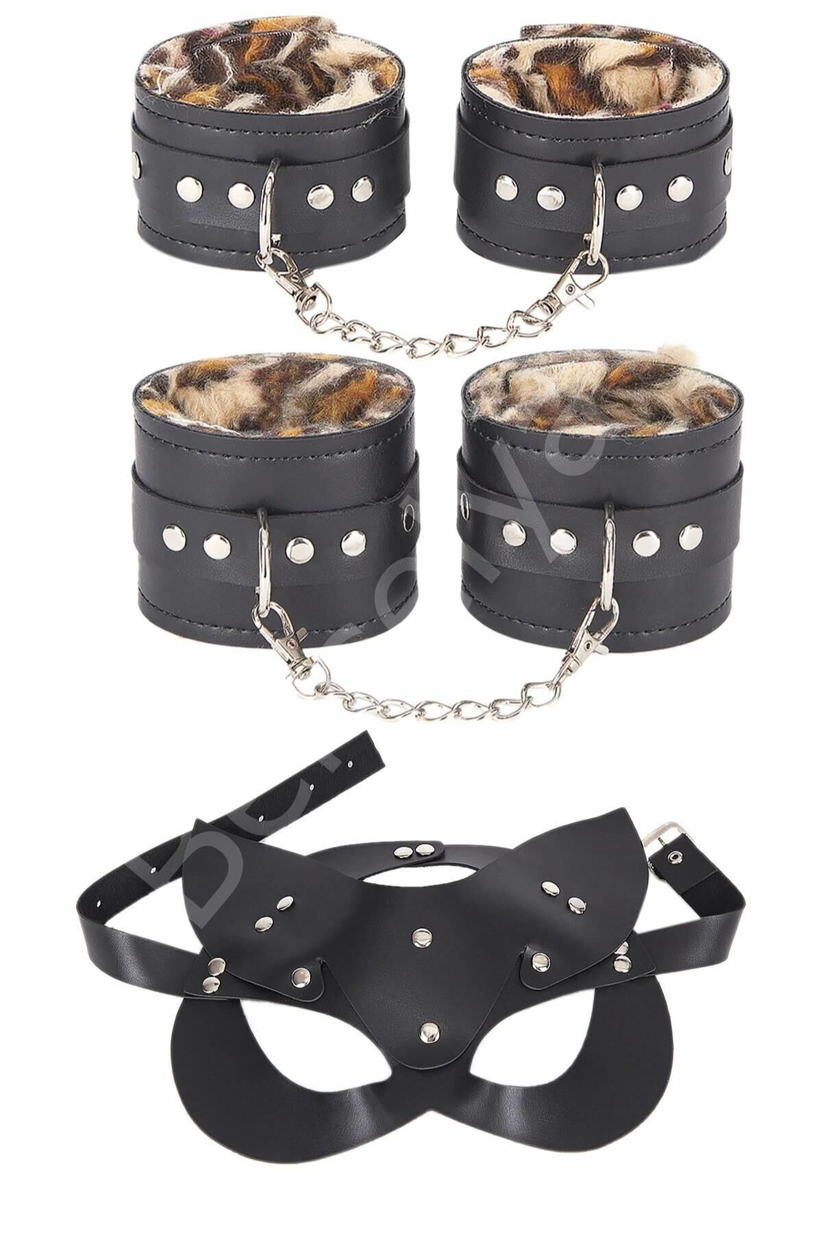Kol Bacak Kelepce,maske İçi Tülü Deri Harness 3 Lü Set 700413