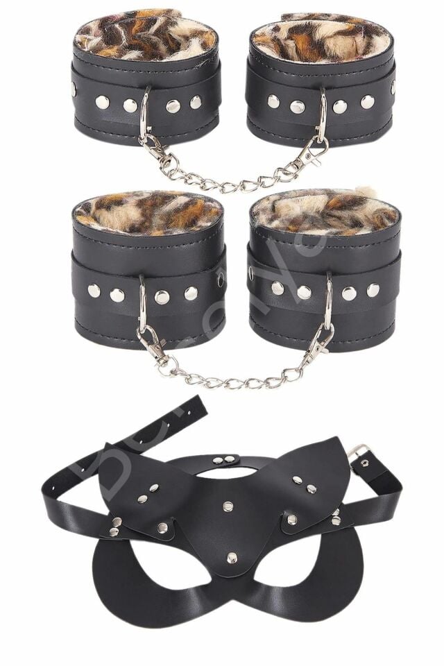 Kol Bacak Kelepce,maske İçi Tülü Deri Harness 3 Lü Set 700413