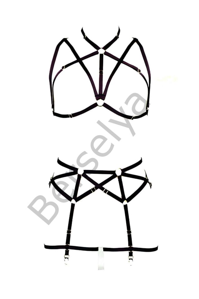 Göğüs Ve Jartiyer Kemerli Seksi Harness - Brf161