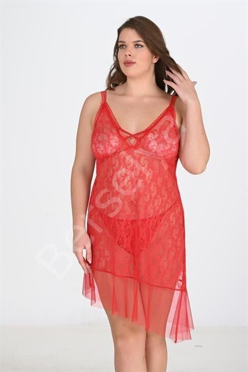 Büyük Beden Kırmızı Gecelik