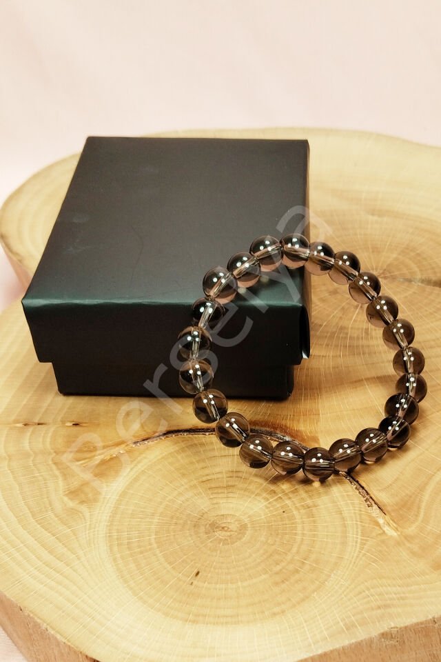 Dumanlı Kuvars Doğal Taş Bileklik Kutulu