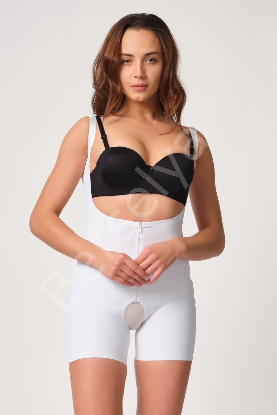 Beyaz Mı Emay 2834 Göğsü Açık Ferumalı Tül Popo Boy Lazer Korse