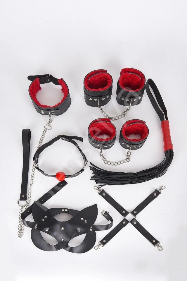 Maske_kol Ayak Kelepce Tasma Kırbaç Ağız Topu Kople Set 700215