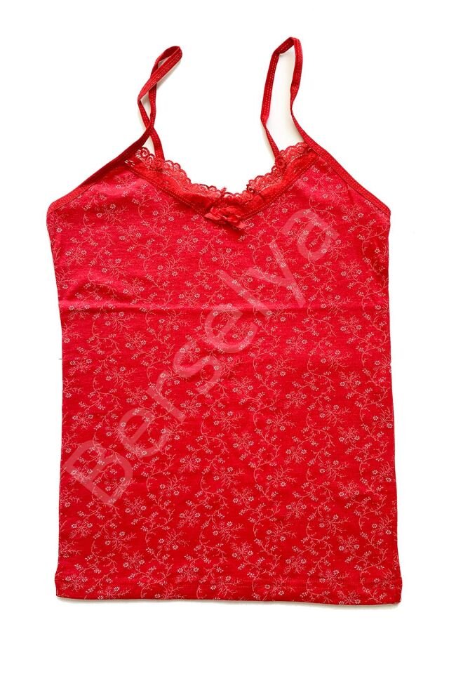 5 Adet Kadın Askılı Desenli Atlet Dantelli Empirme Pamuklu Penye D6-10