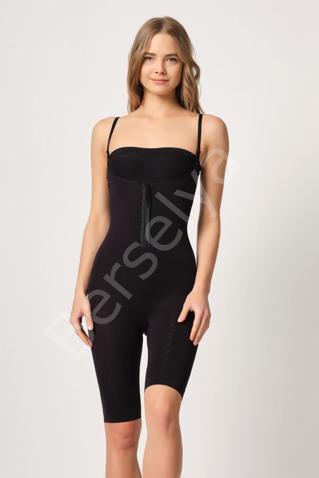 Siyah Mı Emay 2093 Ön Agraflı Göğsü Açık Paçalı Boy Korse