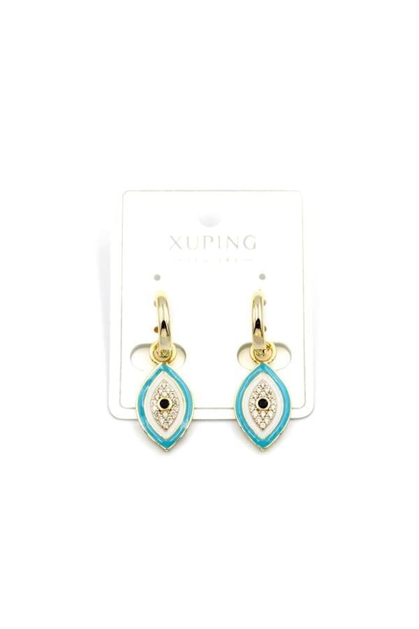 Mineli Nazar Küpe - 14K Altın