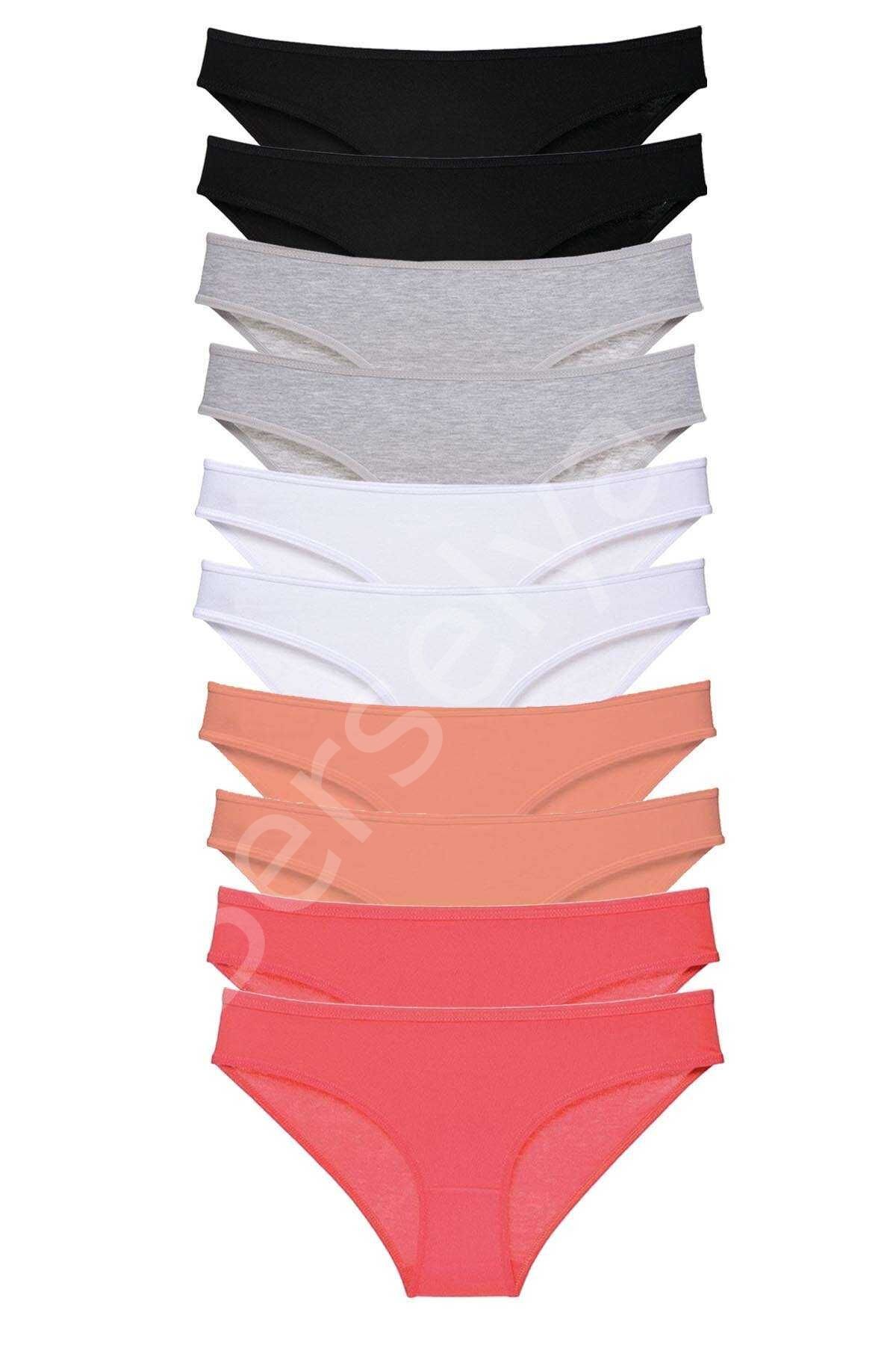 10 Adet Süper Eko Set Likralı Kadın Slip Külot Siyah Gri Beyaz Pudra Fuşya