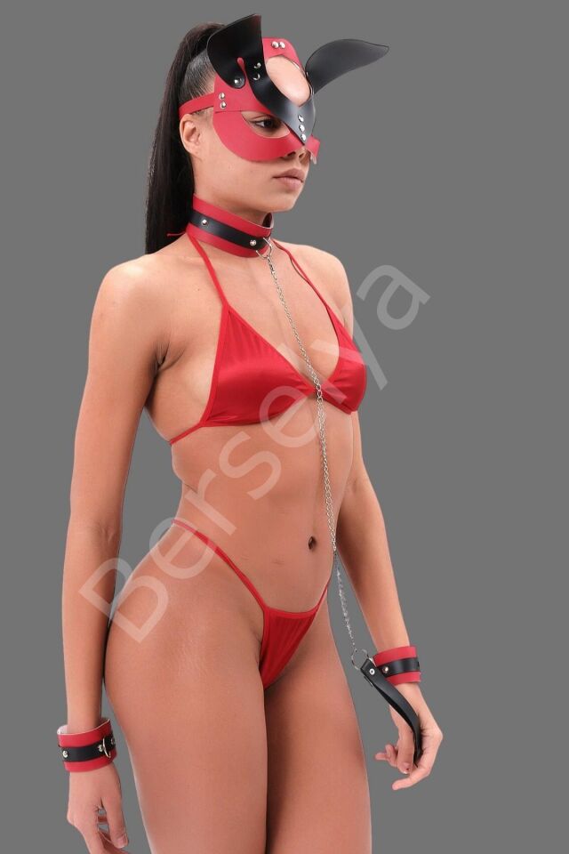 Siyah/kırmızı Maske Ve Sütyen Külot Takım 800400