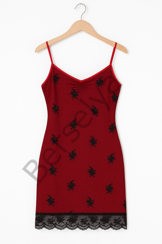 Kadın Kırmızı Gecelik B1011