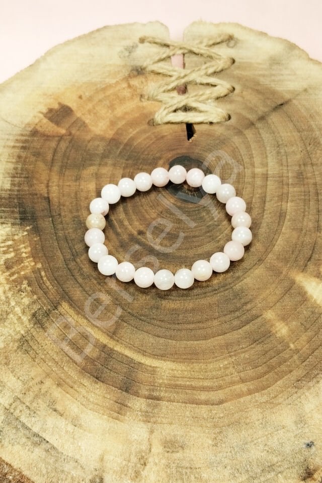 Pembe Kuvars Doğal Taş Bileklik Kutulu