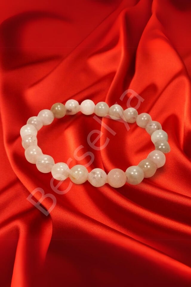 Pembe Kuvars Doğal Taş Bileklik Kutulu