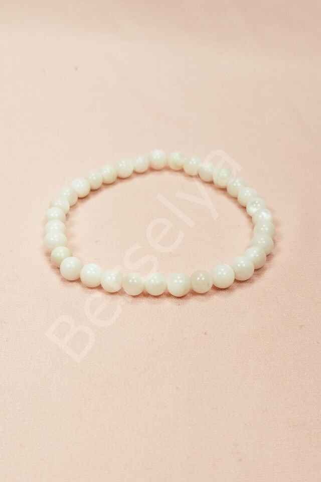 Sedef Doğal Taş Bileklik Kutulu