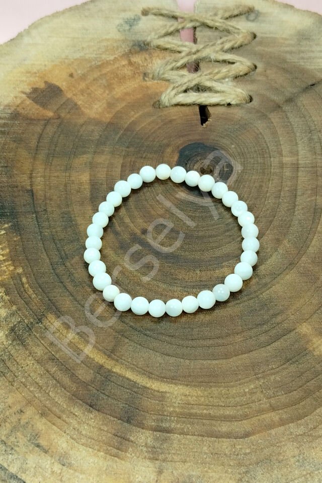 Sedef Doğal Taş Bileklik Kutulu