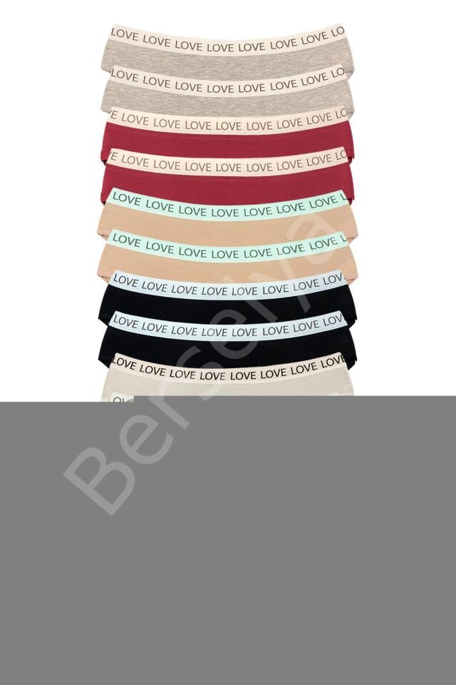 12 Adet Pamuklu Esnek Kadın Slip Bikini Külot Geniş Lastikli Baskılı