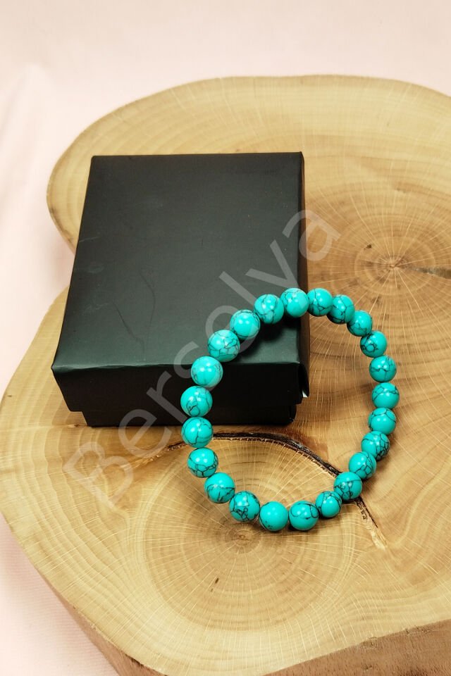 Turkuaz Doğal Taş Bileklik Kutulu
