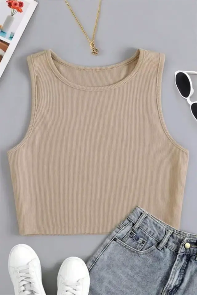 Crem Kalın Askılı Crop Bn6681cr