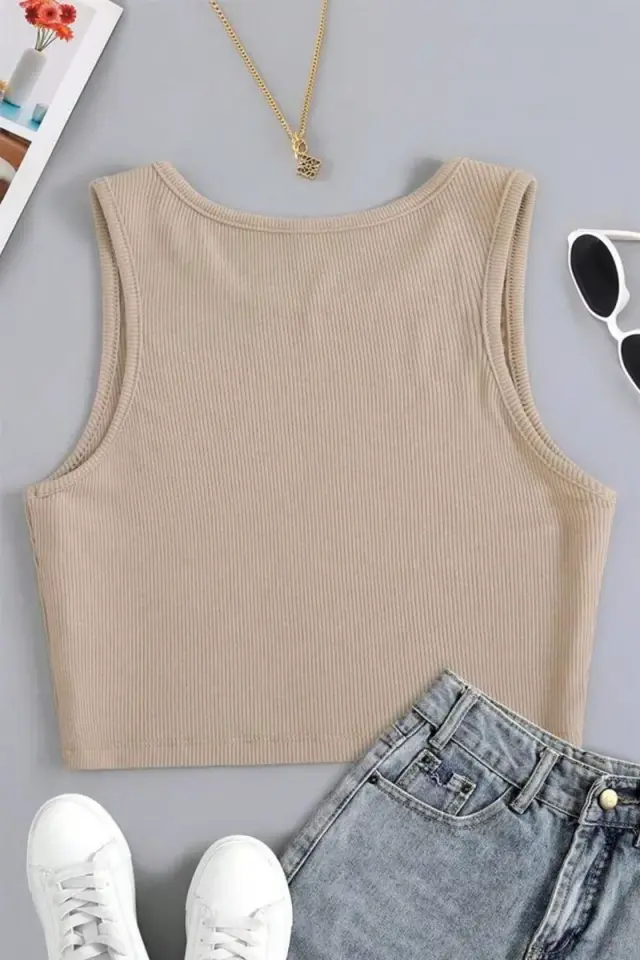 Crem Kalın Askılı Crop Bn6681cr