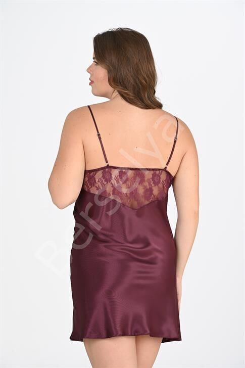 Büyük Beden Mürdüm Gecelik 2108