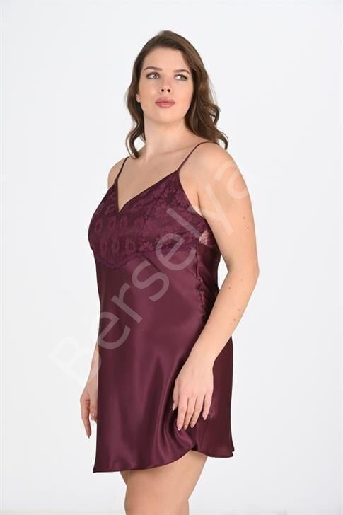 Büyük Beden Mürdüm Gecelik 2108