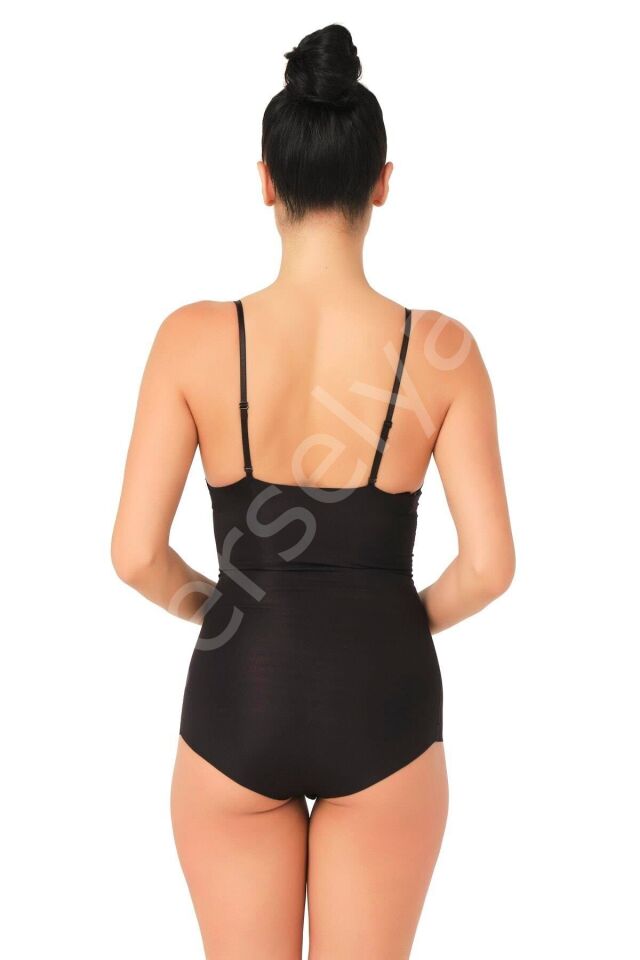 Siyah Mı Emay 2723 Lazer Kesim Göğsü Açık Slip Korse
