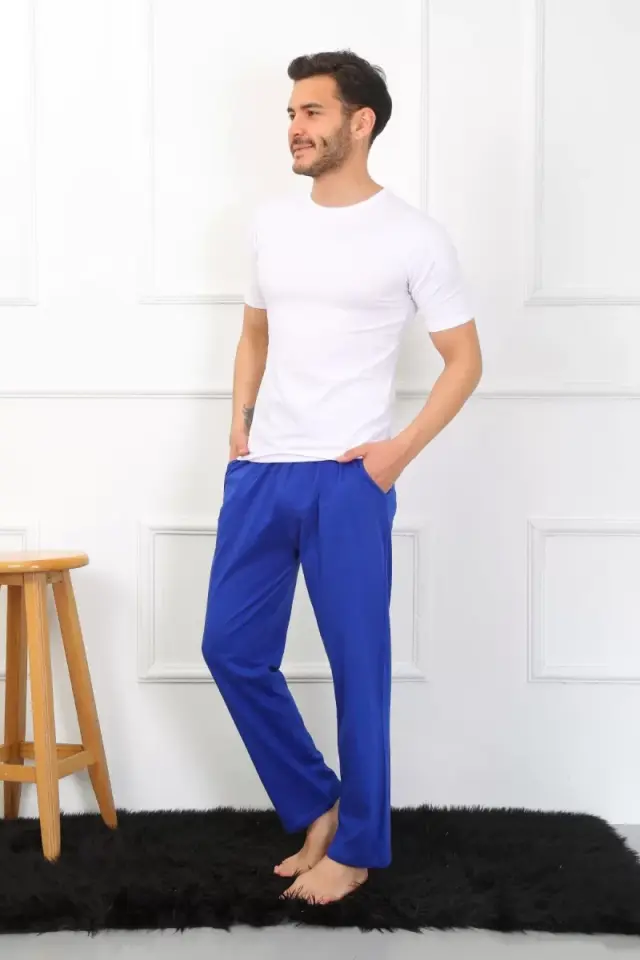 Erkek Pamuk Saks Tek Alt Pijama