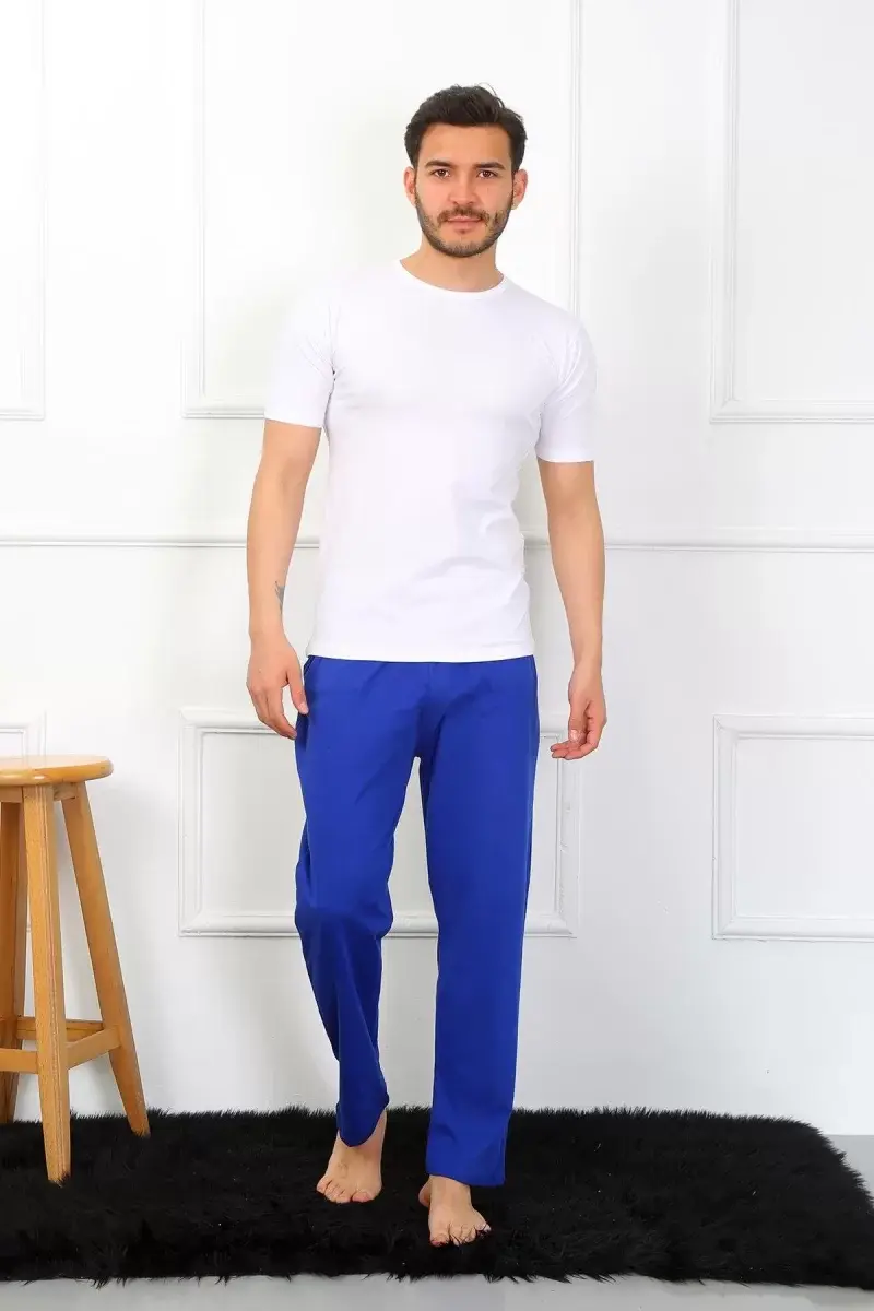Erkek Pamuk Saks Tek Alt Pijama