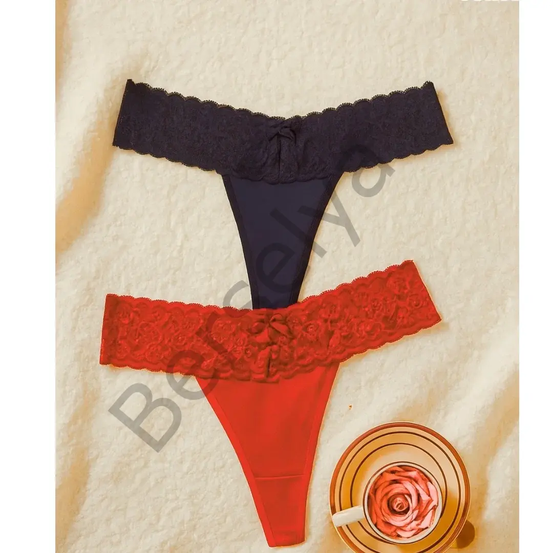 Kadın 2'li Dantelli Seksi Tanga