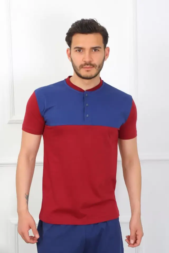 Erkek Penye 3'lü Parlamentmavi Parçalı Pijama Takımı