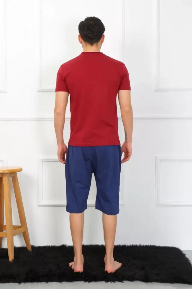 Erkek Penye 3'lü Parlamentmavi Parçalı Pijama Takımı