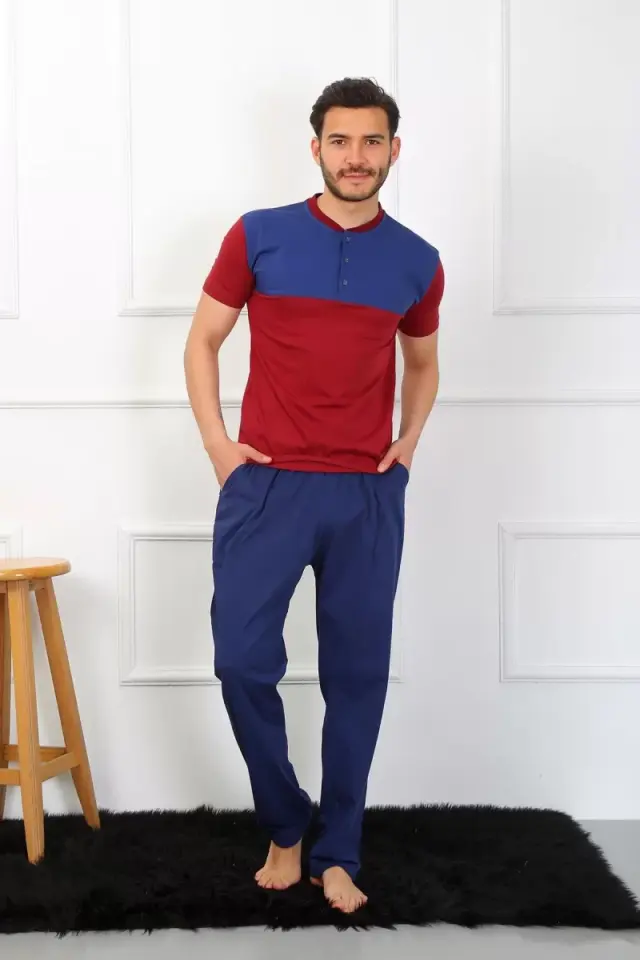 Erkek Penye 3'lü Parlamentmavi Parçalı Pijama Takımı