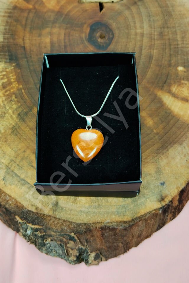 Aragonit Doğal Taşı Zincirli El Yapımı Kolye Uç: 2 cm Zincir: 20 cm Kutulu