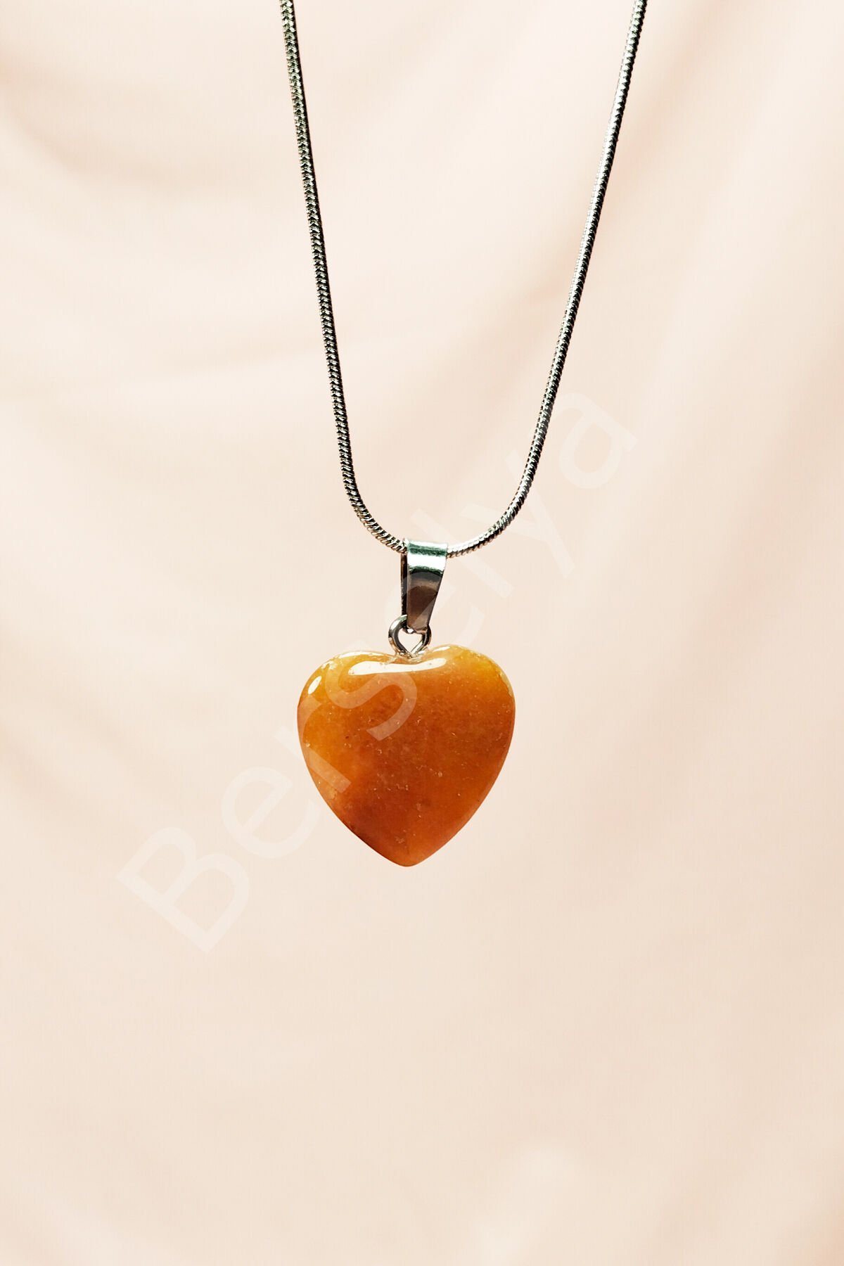 Aragonit Doğal Taşı Zincirli El Yapımı Kolye Uç: 2 cm Zincir: 20 cm Kutulu