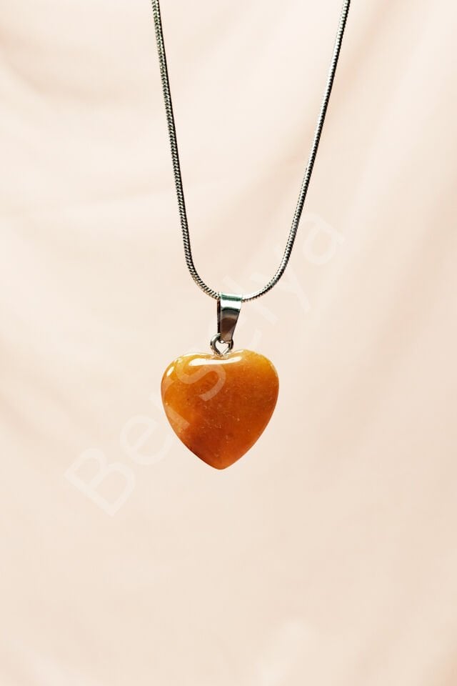 Aragonit Doğal Taşı Zincirli El Yapımı Kolye Uç: 2 cm Zincir: 20 cm Kutulu