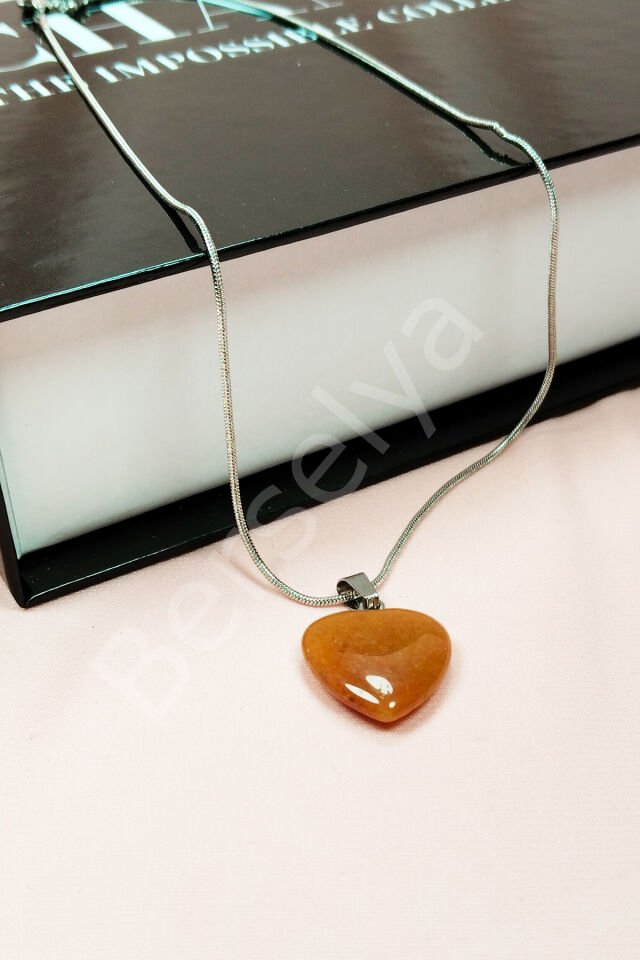 Aragonit Doğal Taşı Zincirli El Yapımı Kolye Uç: 2 cm Zincir: 20 cm Kutulu