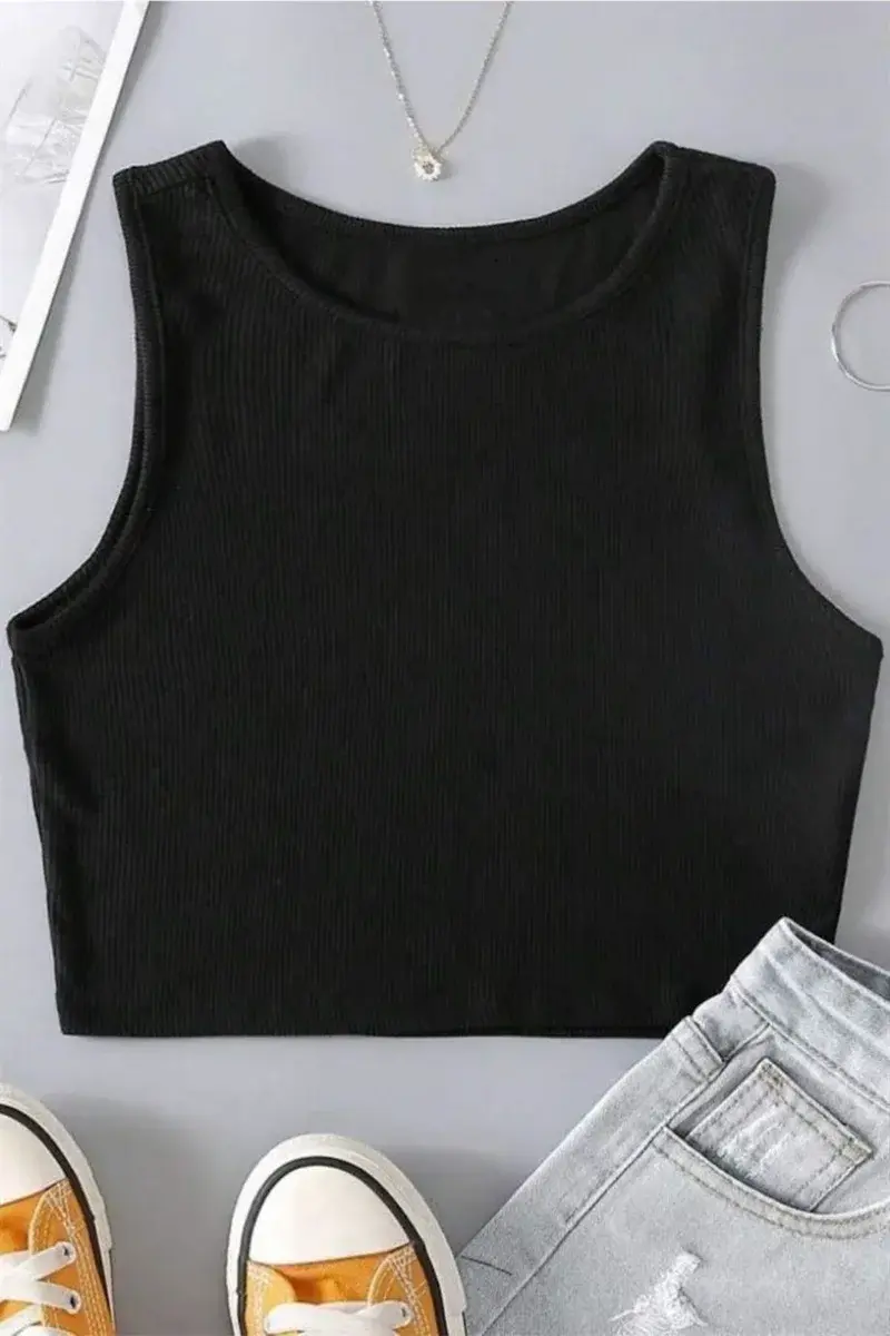 Siyah Kalın Askılı Crop Bn6681s