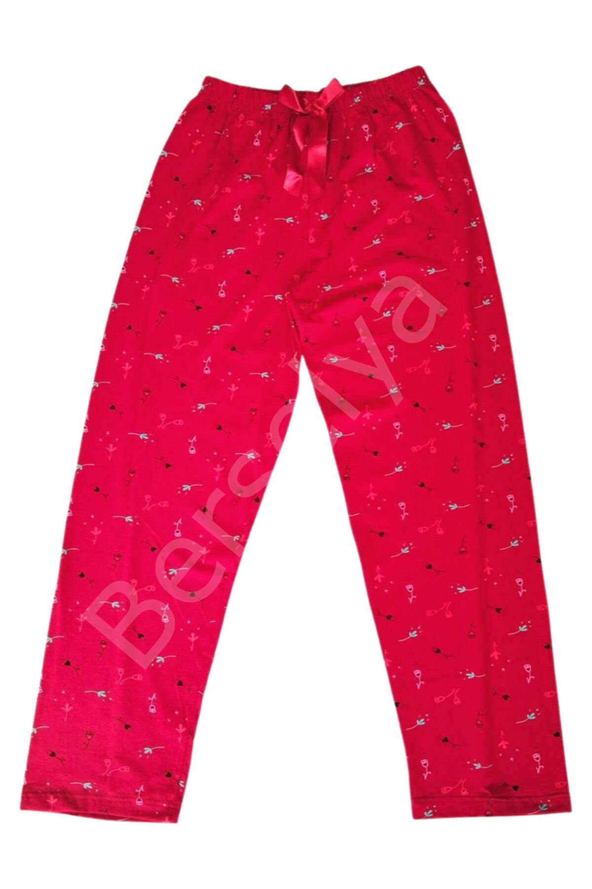 Beli Lastikli Mevsimlik Viskon Penye Pantolon Kırmızı 2XL