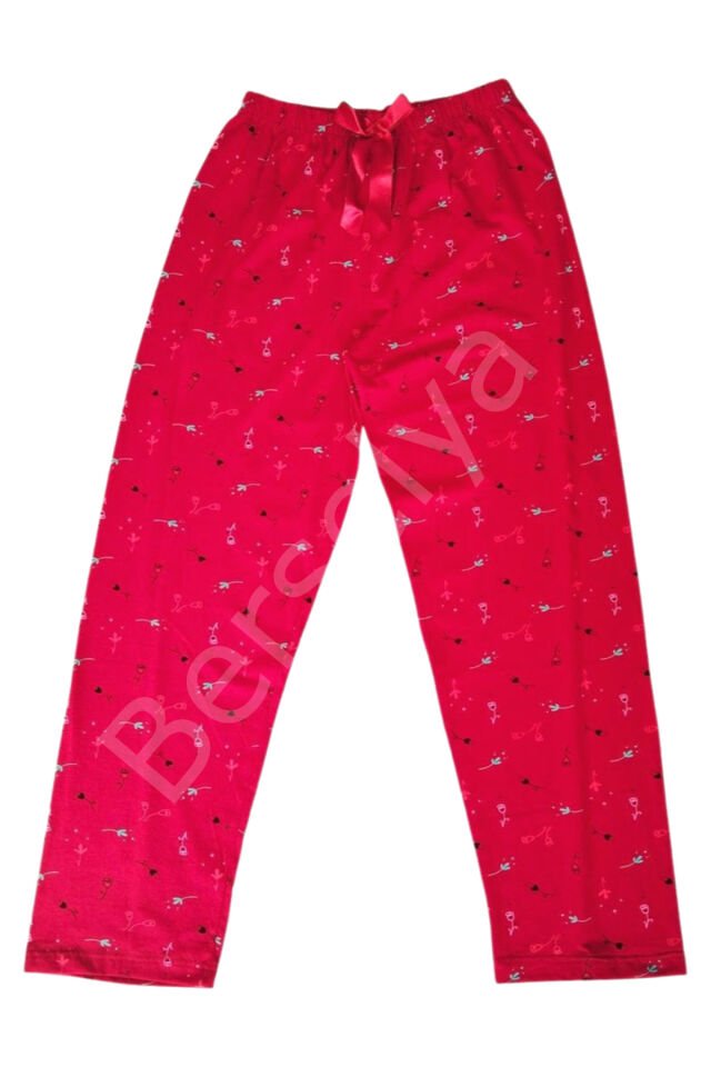 Beli Lastikli Mevsimlik Viskon Penye Pantolon Kırmızı 2XL