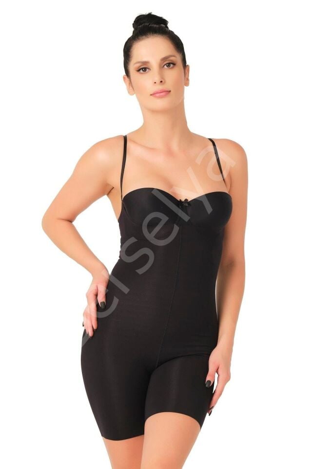 Siyah Mı Emay 2758 Lazer Kesim Göğsü Açık Boxer  Korse