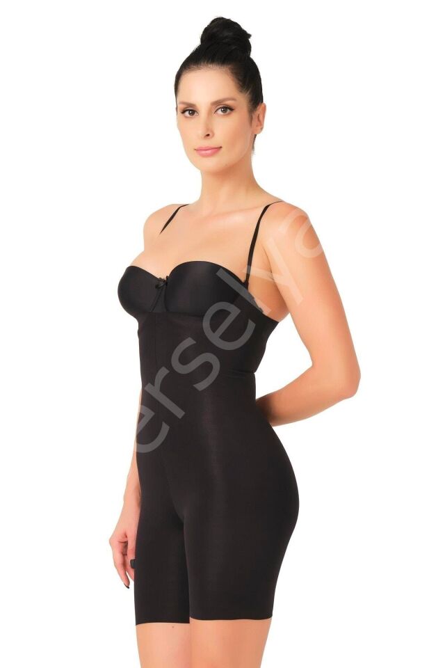 Siyah Mı Emay 2758 Lazer Kesim Göğsü Açık Boxer  Korse