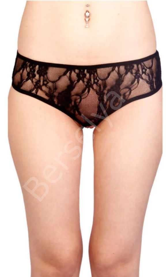 Siyah Dantelli Özel Bölgeleri Açık Fantazi Külot Brf1158