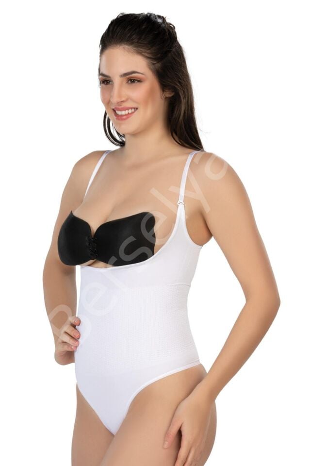 Beyaz Mı Emay 2076 Göğüsü Açık String Body Korse