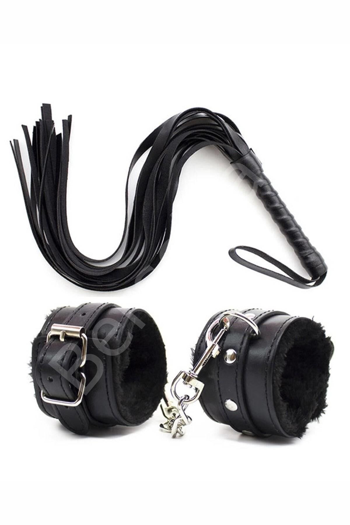 Deri Bileklik Ve Kırbaç Harness 2 Li Set 014